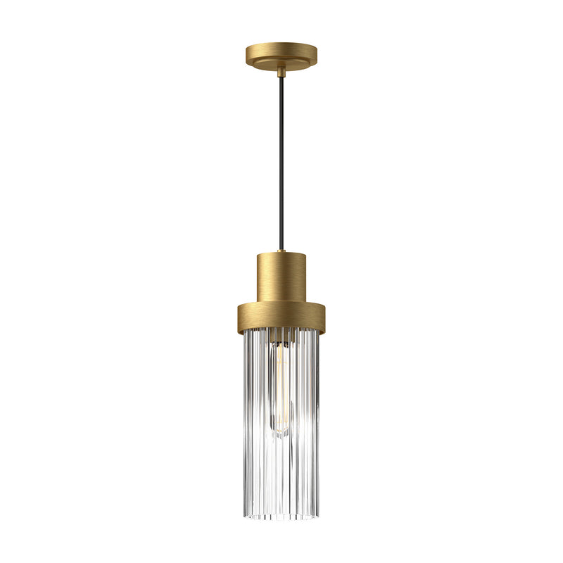 Alora PD435605BGCR One Light Pendant, Brushed Gold/Clear Ribbed Glass