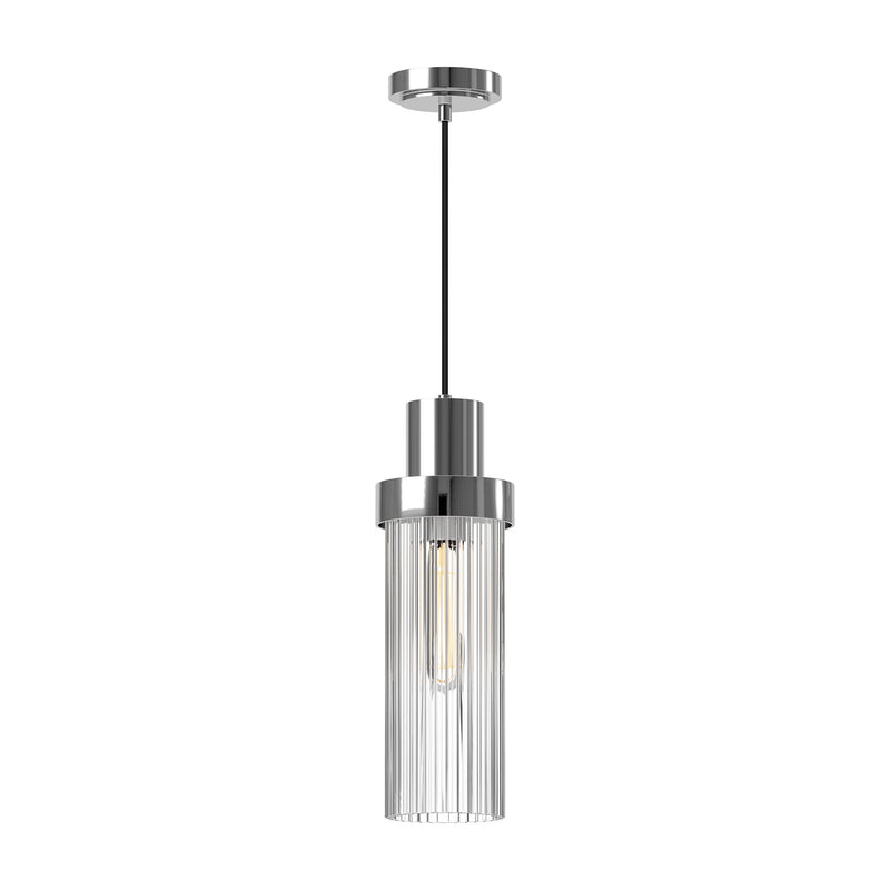 Alora PD435605CHCR One Light Pendant, Chrome/Clear Ribbed Glass