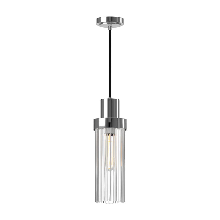 Alora PD435605CHCR One Light Pendant, Chrome/Clear Ribbed Glass