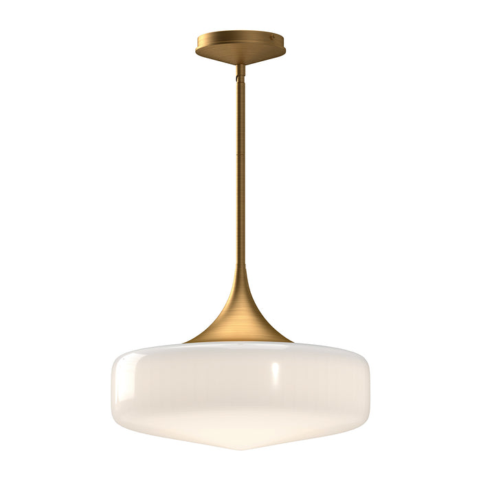 Alora PD440814AGGO One Light Pendant, Aged Gold/Glossy Opal Glass