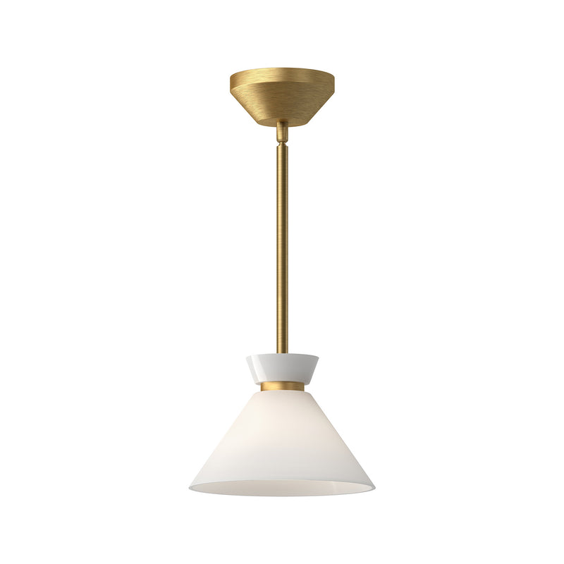 Alora PD470108BGGO One Light Pendant, Brushed Gold/Glossy Opal Glass