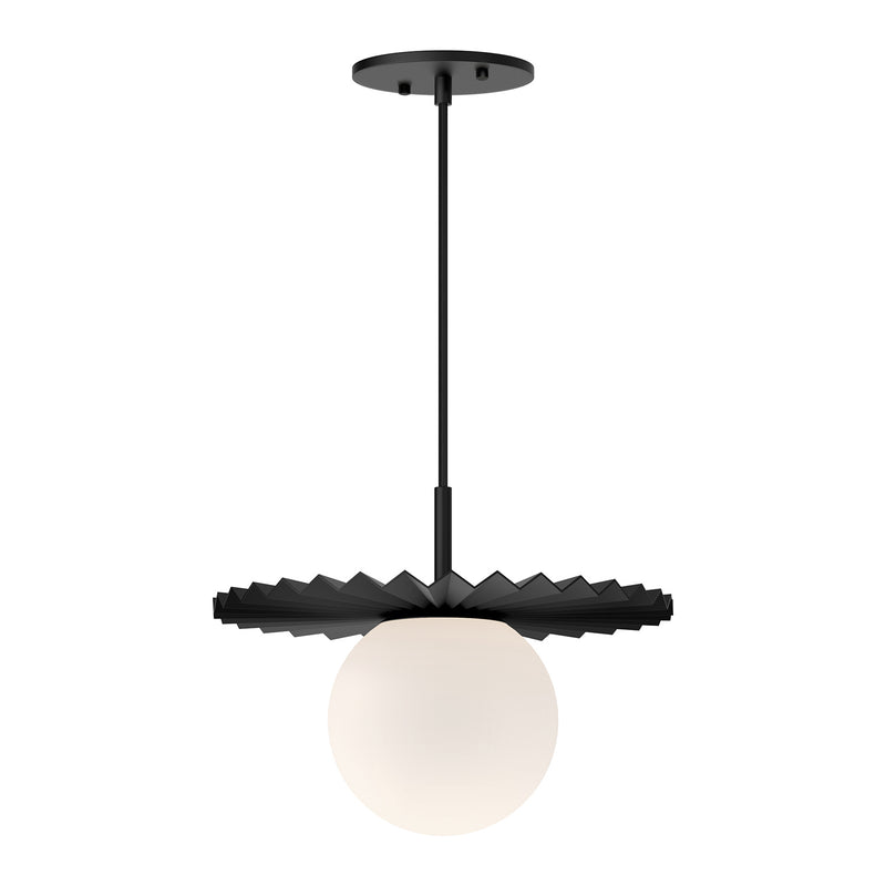 Alora PD501212MBOP One Light Pendant, Matte Black/Opal Matte Glass