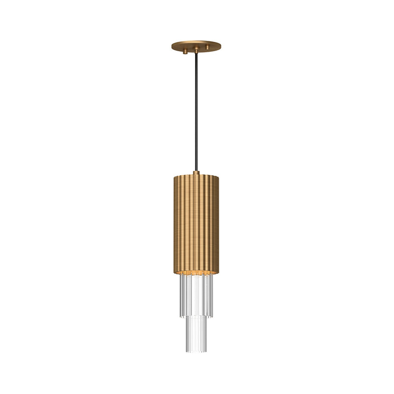 Alora PD502204AGCR LED Pendant, Aged Gold/Clear Ribbed Glass