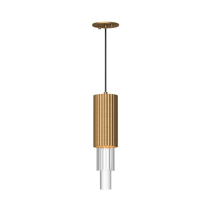 Alora PD502204AGCR LED Pendant, Aged Gold/Clear Ribbed Glass