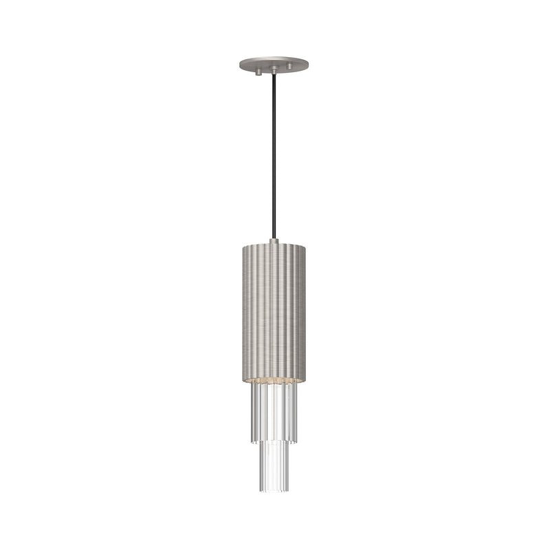Alora PD502204BNCR LED Pendant, Brushed Nickel/Clear Ribbed Glass