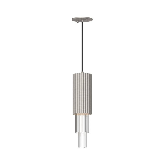 Alora PD502204BNCR LED Pendant, Brushed Nickel/Clear Ribbed Glass