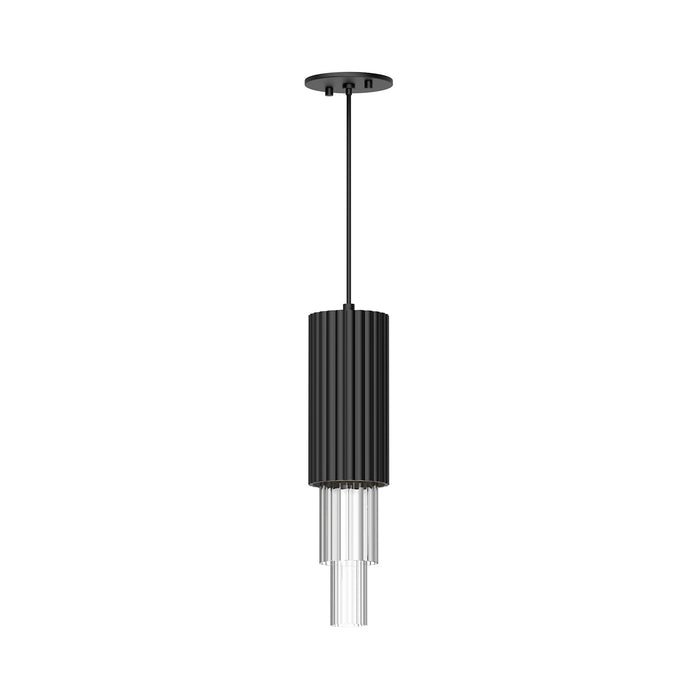 Alora PD502204MBCR LED Pendant, Clear Ribbed Glass/Matte Black