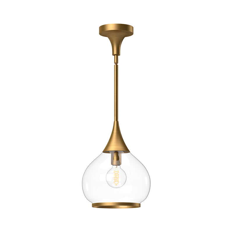 Alora PD524110AGCL One Light Pendant, Aged Gold/Clear Glass