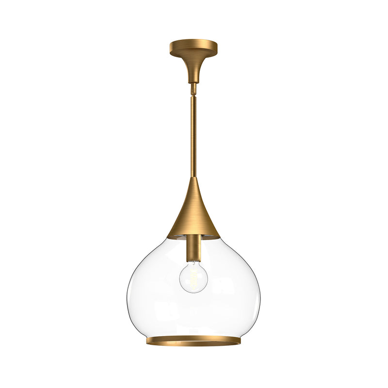 Alora PD524214AGCL One Light Pendant, Aged Gold/Clear Glass