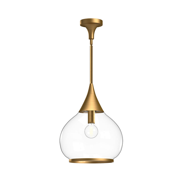 Alora PD524214AGCL One Light Pendant, Aged Gold/Clear Glass