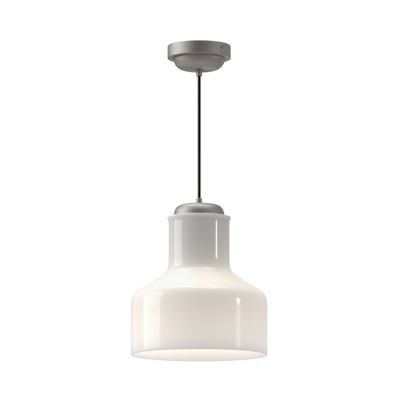Alora PD540411BNGO One Light Pendant, Brushed Nickel/Glossy Opal Glass
