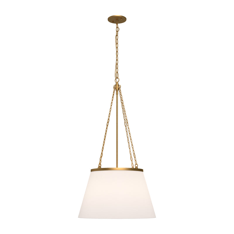 Alora PD544517AGWL One Light Pendant, Aged Gold/White Linen