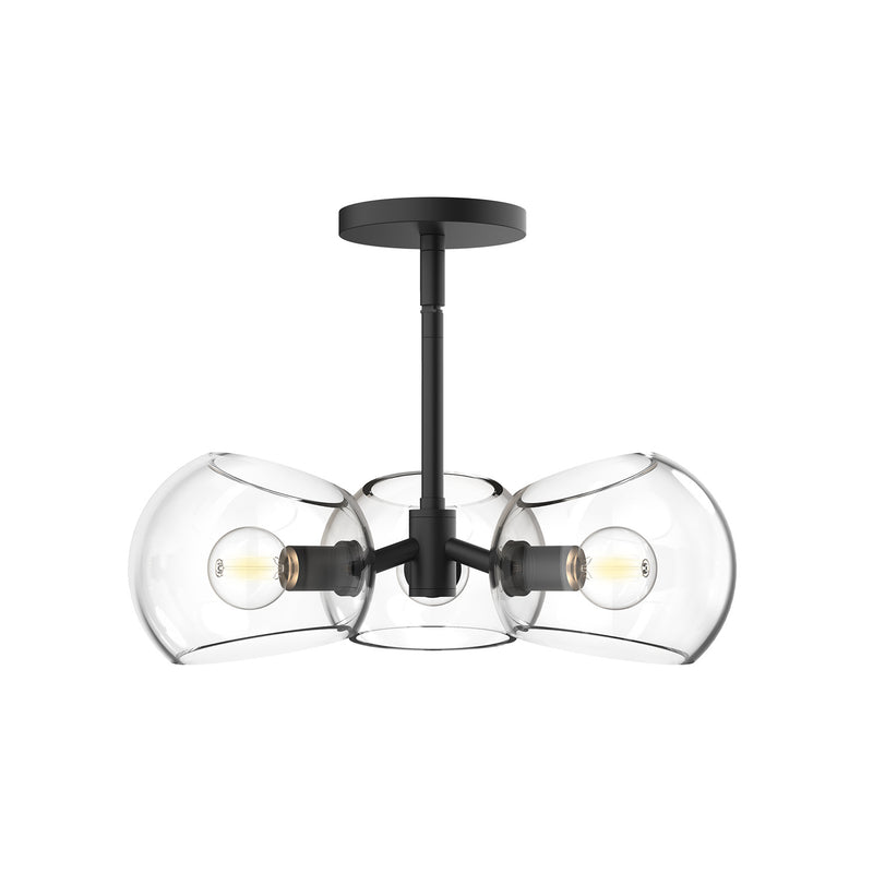 Alora PD548315MBCL Three Light Pendant, Clear Glass/Matte Black