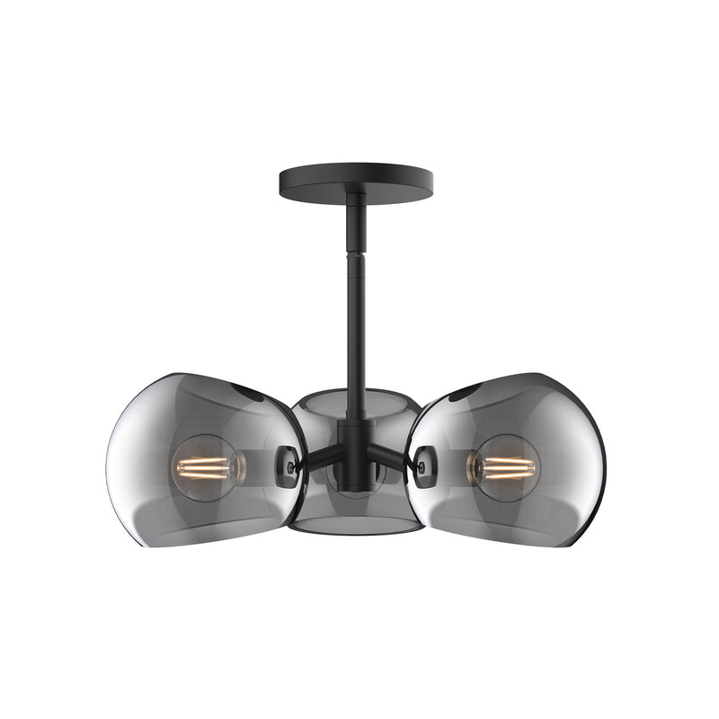 Alora PD548315MBSM Three Light Pendant, Matte Black/Smoked Solid Glass