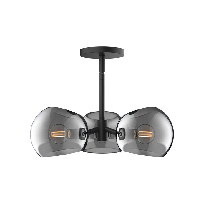 Alora PD548315MBSM Three Light Pendant, Matte Black/Smoked Solid Glass