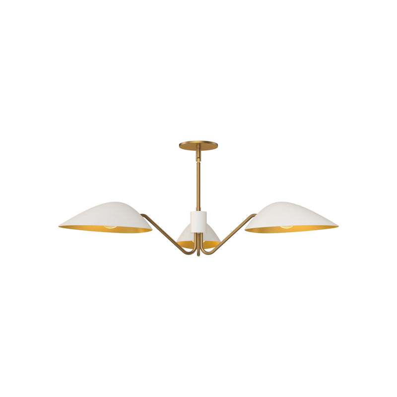 Alora PD550336WHAG Three Light Pendant, Aged Gold/White