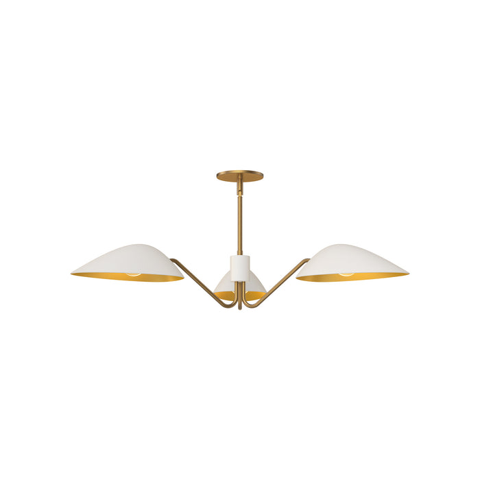 Alora PD550336WHAG Three Light Pendant, Aged Gold/White