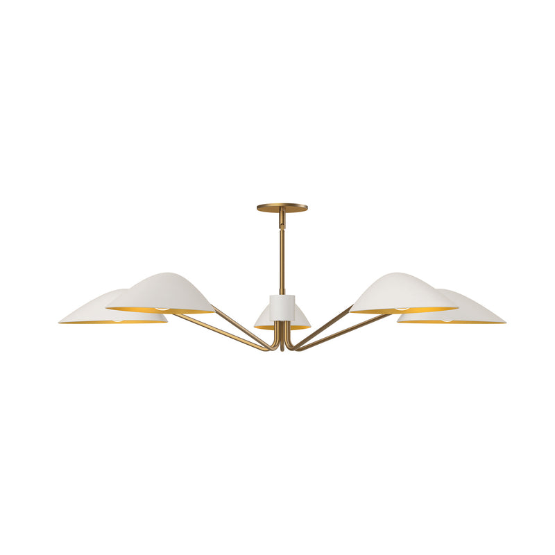 Alora PD550545WHAG Five Light Pendant, Aged Gold/White