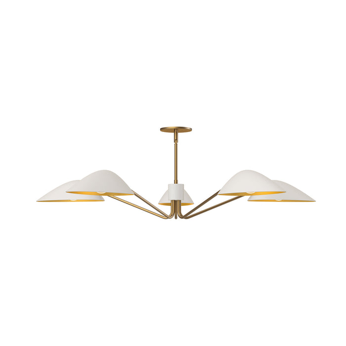 Alora PD550545WHAG Five Light Pendant, Aged Gold/White