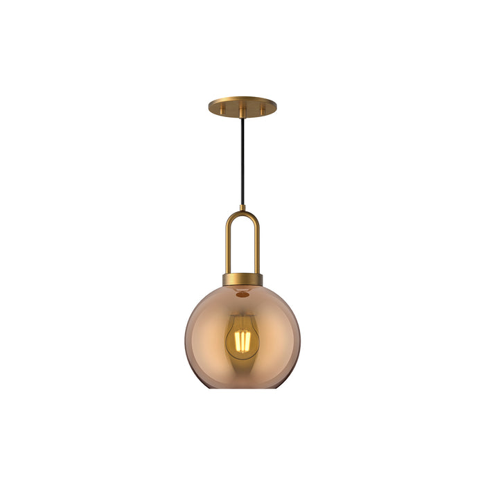 Alora PD601608AGCP One Light Pendant, Aged Gold/Copper Glass