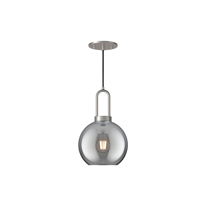 Alora PD601608BNSM One Light Pendant, Brushed Nickel/Smoked Solid Glass