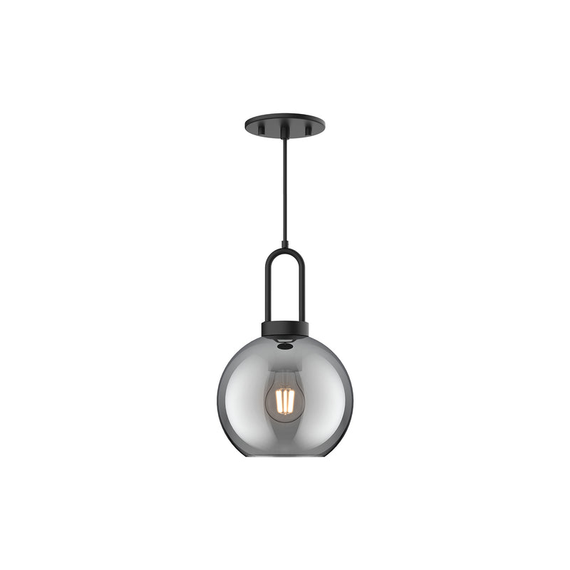 Alora PD601608MBSM One Light Pendant, Matte Black/Smoked Solid Glass