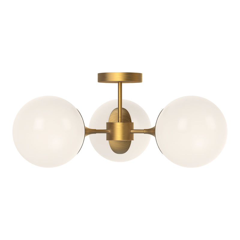 Alora SF505326AGOP Three Light Semi-Flush Mount, Aged Gold/Opal Matte Glass