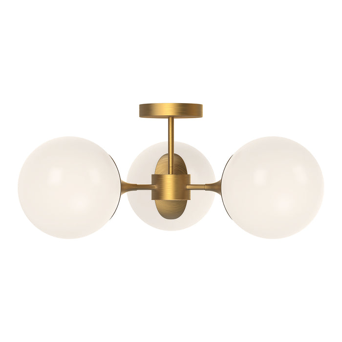 Alora SF505326AGOP Three Light Semi-Flush Mount, Aged Gold/Opal Matte Glass