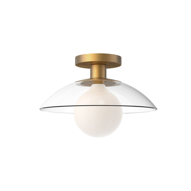 Alora SF517112AGCL One Light Semi-Flush Mount, Aged Gold/Clear Glass