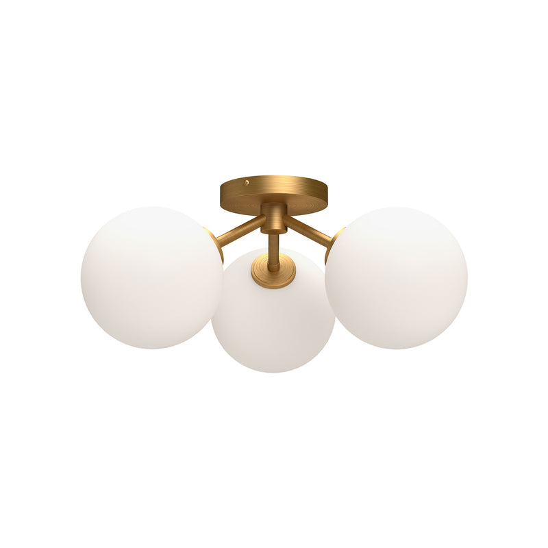 Alora SF549315AGOP Three Light Semi-Flush Mount, Aged Gold/Opal Matte Glass