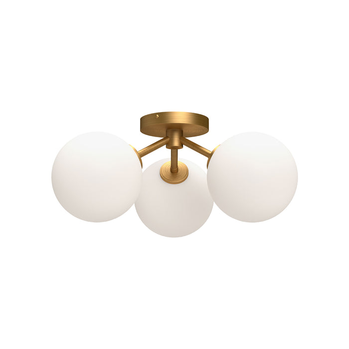 Alora SF549315AGOP Three Light Semi-Flush Mount, Aged Gold/Opal Matte Glass