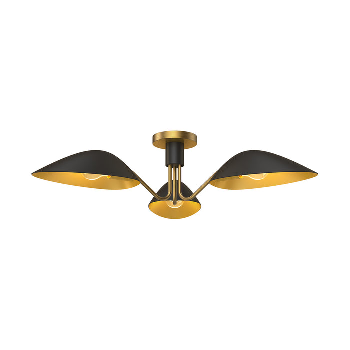Alora SF550332MBAG Three Light Semi-Flush Mount, Aged Gold/Matte Black