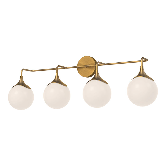 Alora VL505136AGOP Four Light Bathroom Fixtures, Aged Gold/Opal Matte Glass