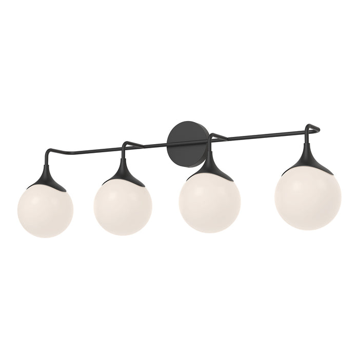Alora VL505136MBOP Four Light Bathroom Fixtures, Matte Black/Opal Matte Glass