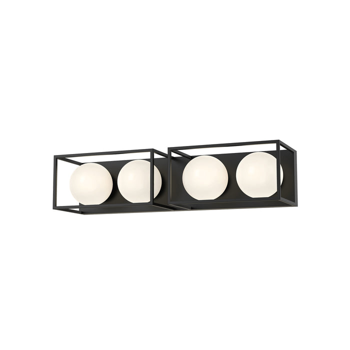 Alora VL519427MBOP Four Light Bathroom Fixtures, Matte Black/Opal Matte Glass