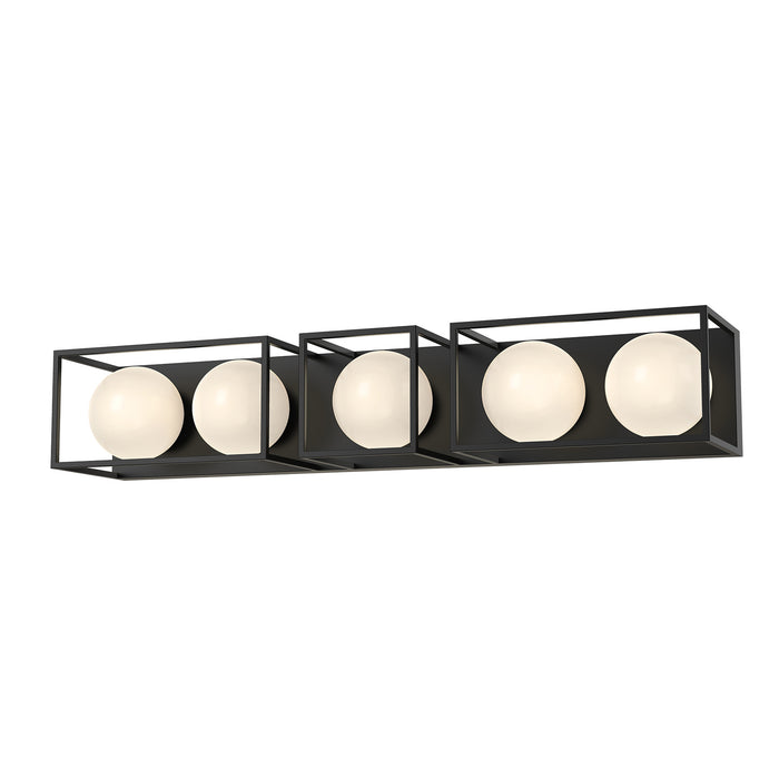 Alora VL519535MBOP Five Light Bathroom Fixtures, Matte Black/Opal Matte Glass