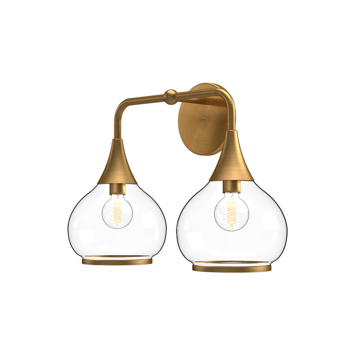 Alora VL524217AGCL Two Light Bathroom Fixtures, Aged Gold/Clear Glass