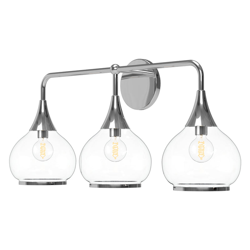 Alora VL524326CHCL Three Light Bathroom Fixtures, Chrome/Clear Glass