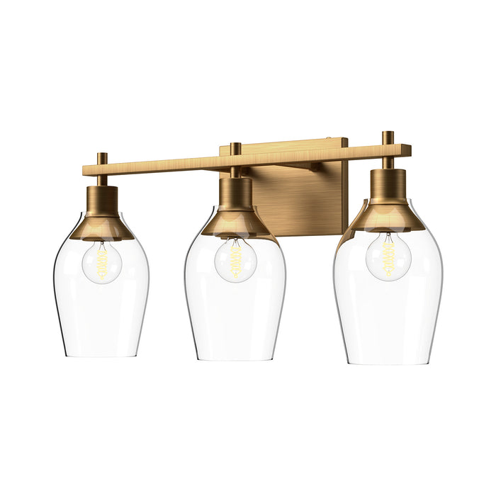 Alora VL538322AGCL Three Light Bathroom Fixtures, Aged Gold/Clear Glass