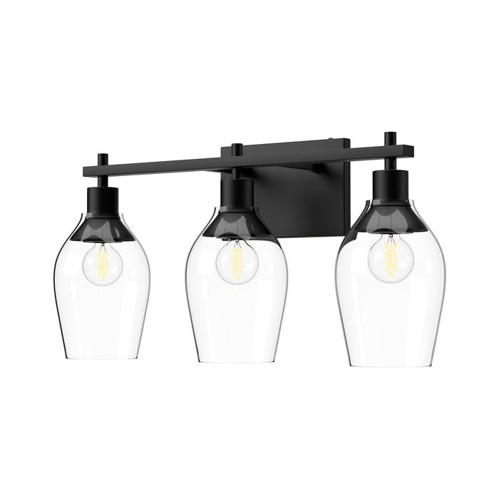 Alora VL538322MBCL Three Light Bathroom Fixtures, Clear Glass/Matte Black