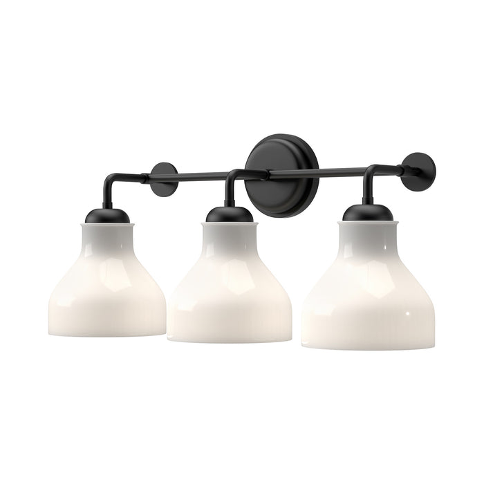 Alora VL540322MBGO Three Light Bathroom Fixtures, Glossy Opal Glass/Matte Black