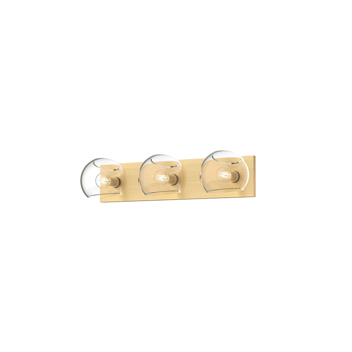 Alora VL548322BGCL Three Light Bathroom Fixtures, Brushed Gold/Clear Glass