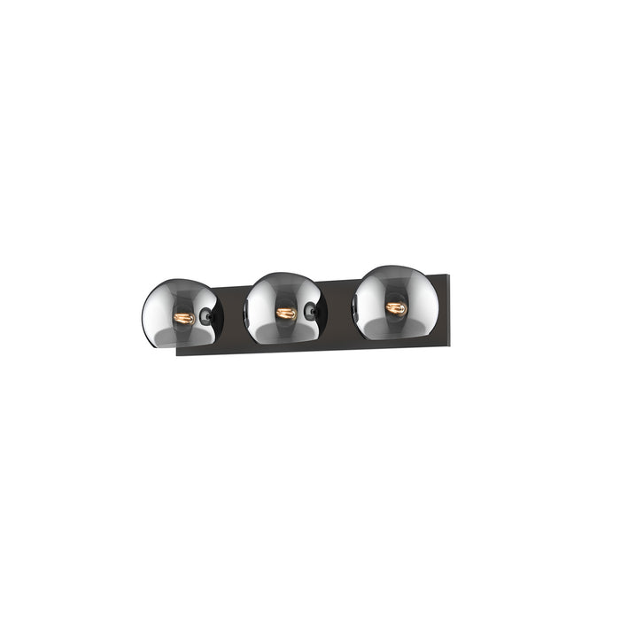 Alora VL548322MBSM Three Light Bathroom Fixtures, Matte Black/Smoked Solid Glass