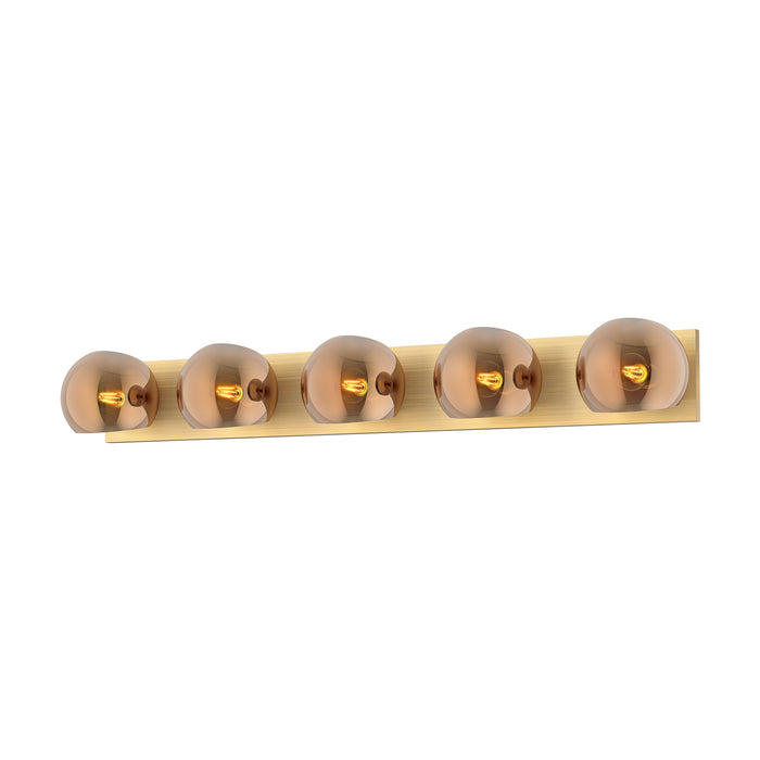 Alora VL548540BGCP Five Light Bathroom Fixtures, Brushed Gold/Copper Glass