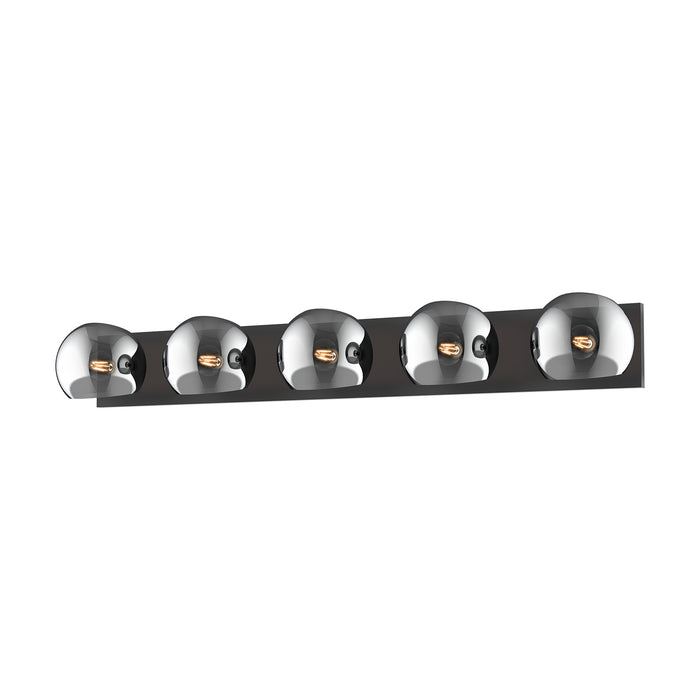 Alora VL548540MBSM Five Light Bathroom Fixtures, Matte Black/Smoked Solid Glass