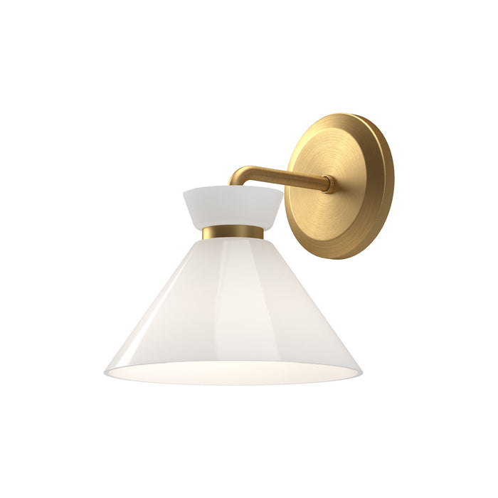 Alora WV470108BGGO One Light Vanity, Brushed Gold/Glossy Opal Glass