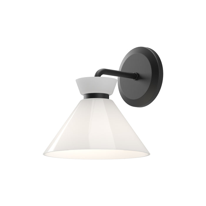 Alora WV470108MBGO One Light Vanity, Glossy Opal Glass/Matte Black
