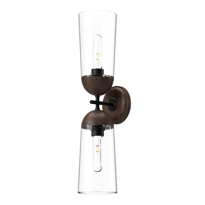 Alora WV542226MBWT Two Light Vanity, Matte Black/Walnut