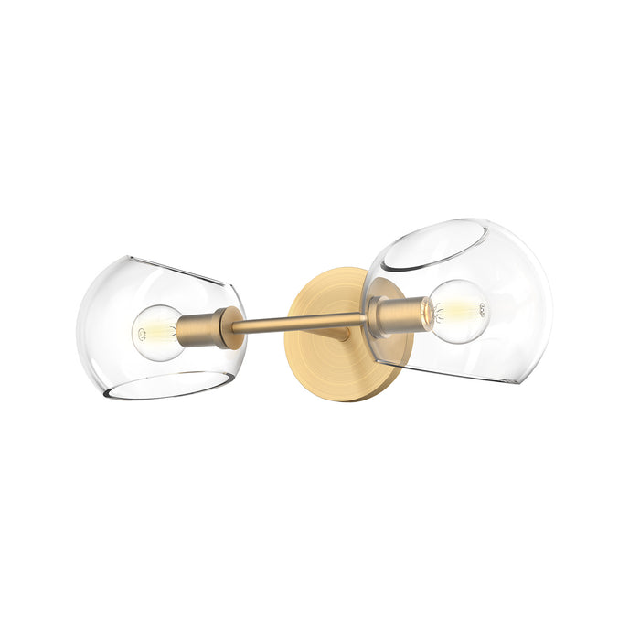 Alora WV548217BGCL Two Light Vanity, Brushed Gold/Clear Glass
