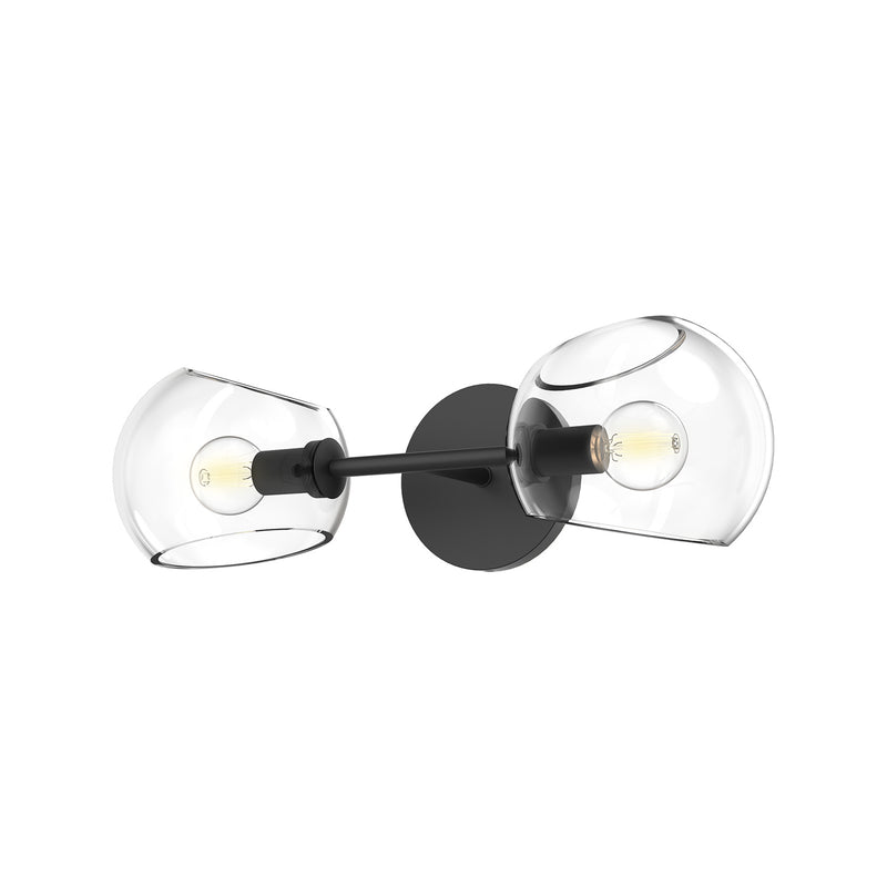 Alora WV548217MBCL Two Light Vanity, Clear Glass/Matte Black